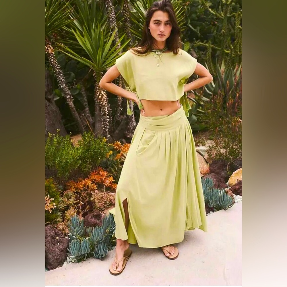Free People Lime Maxi Skirt SET